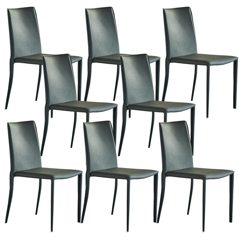 Modern Leather Side Chair Solid Back Dining Chair for Dining Room