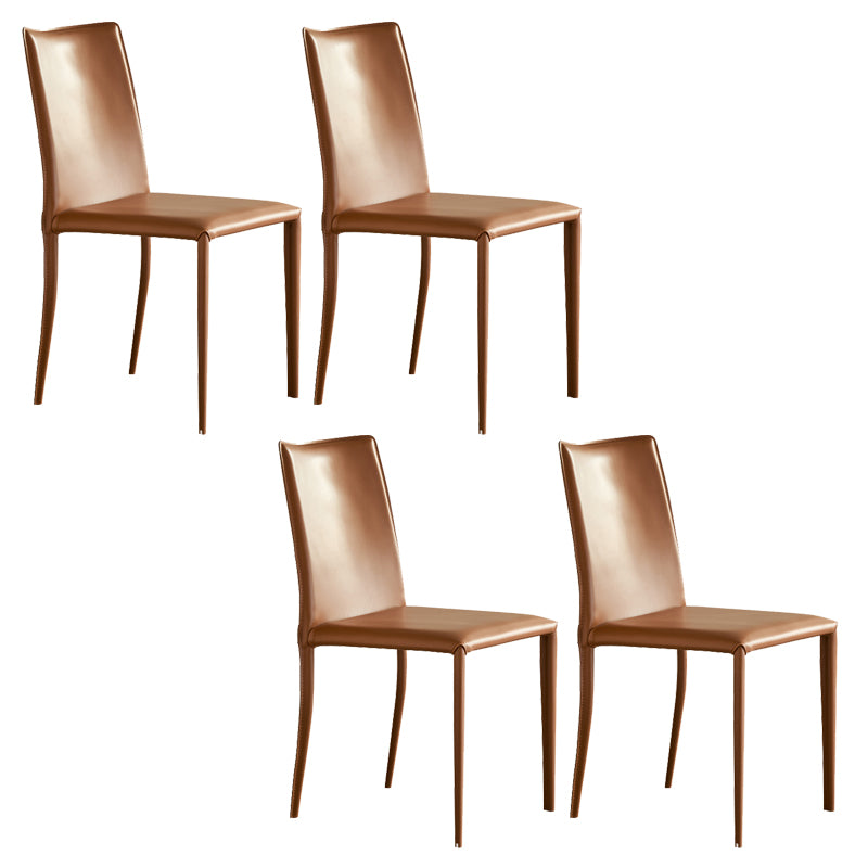 Modern Leather Side Chair Solid Back Dining Chair for Dining Room