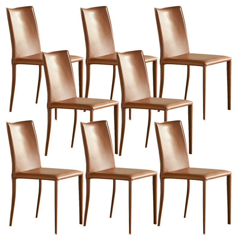 Modern Leather Side Chair Solid Back Dining Chair for Dining Room