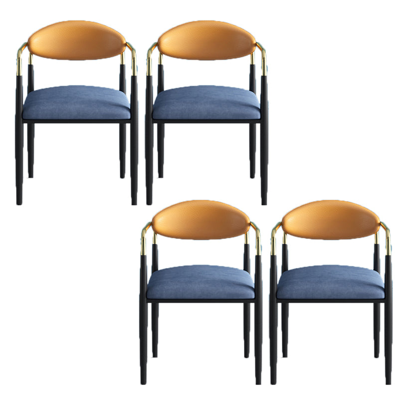 Glam Arm Chair Metal Legs Open Back Dining Chair for Home Use