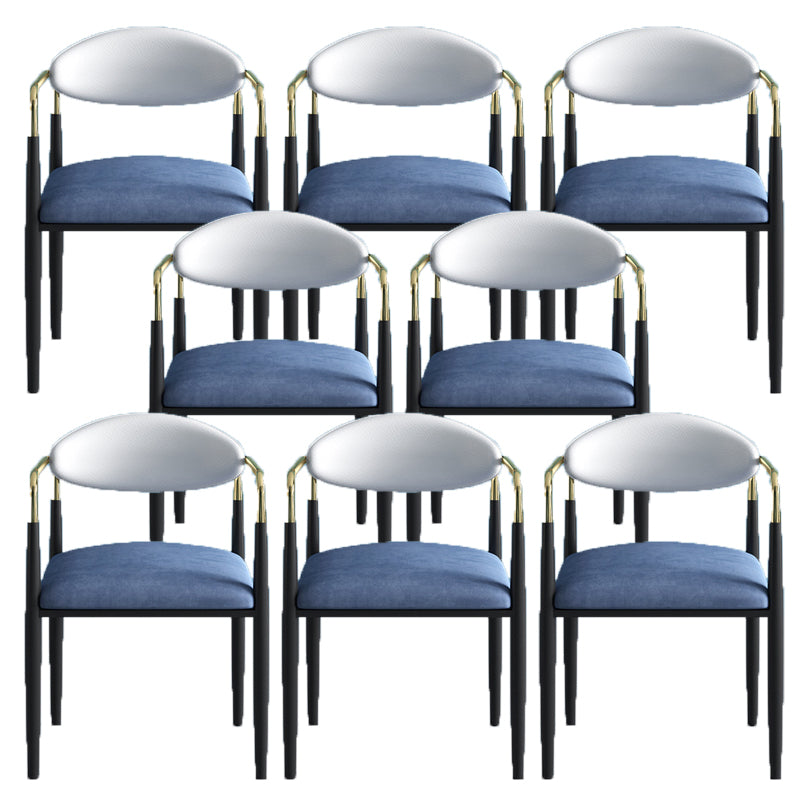 Glam Arm Chair Metal Legs Open Back Dining Chair for Home Use