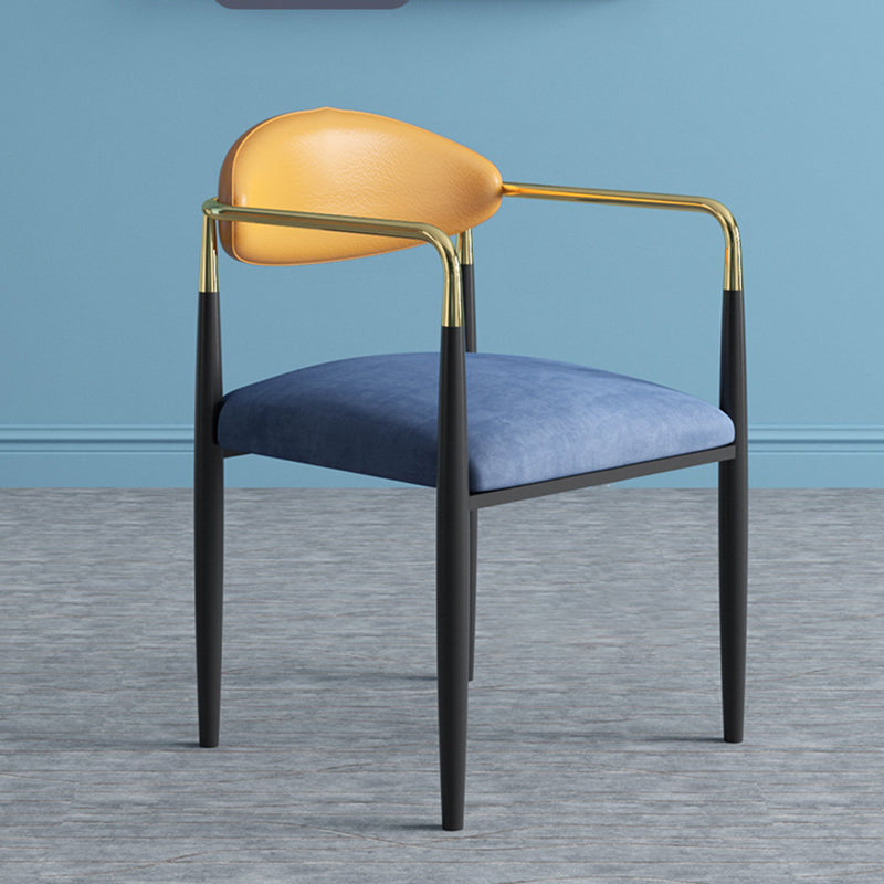 Glam Arm Chair Metal Legs Open Back Dining Chair for Home Use