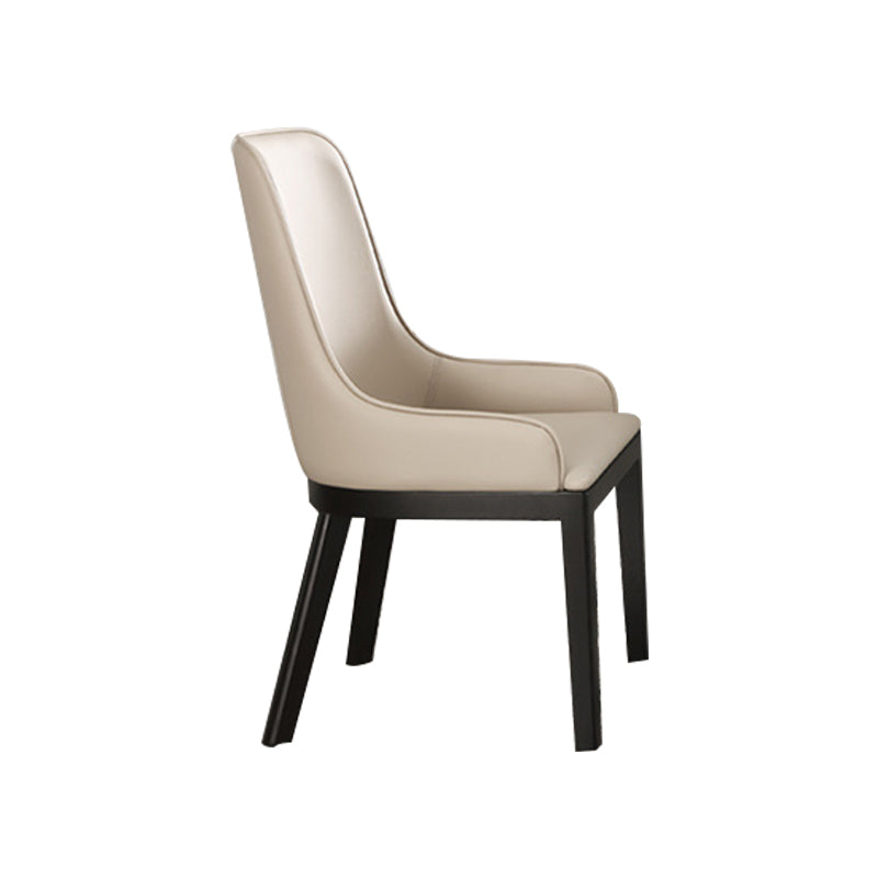 Modern Style Faux Leather Chairs Arm Side Chairs with Wooden Legs for Home Use