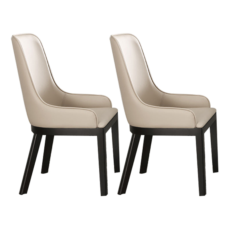 Modern Style Faux Leather Chairs Arm Side Chairs with Wooden Legs for Home Use