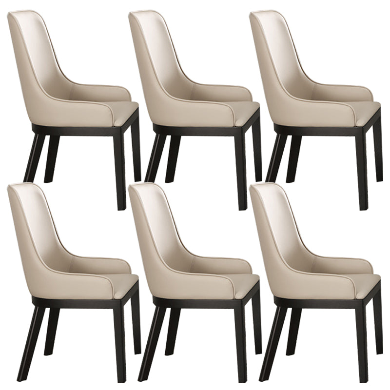 Modern Style Faux Leather Chairs Arm Side Chairs with Wooden Legs for Home Use