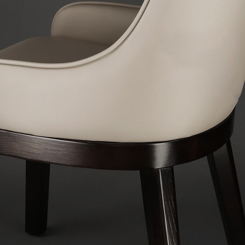 Modern Style Faux Leather Chairs Arm Side Chairs with Wooden Legs for Home Use