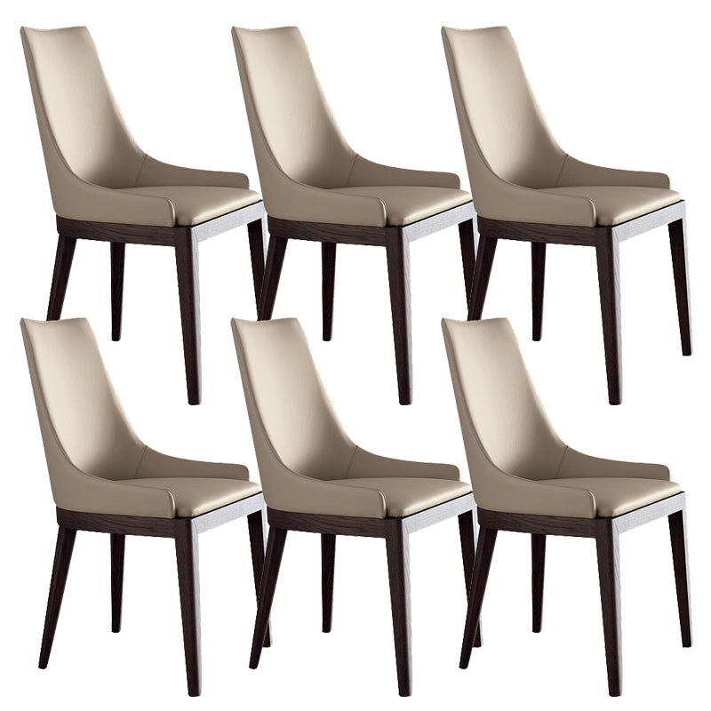 Modern Style Faux Leather Chairs Arm Side Chairs with Wooden Legs for Home Use