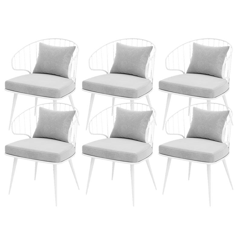 Contemporary Upholstered Dining Chairs Windsor Back Arm Chairs in White