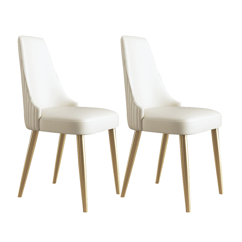 Glam Style Faux Leather Chair Armless Side Chairs with Metal Legs