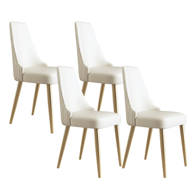 Glam Style Faux Leather Chair Armless Side Chairs with Metal Legs