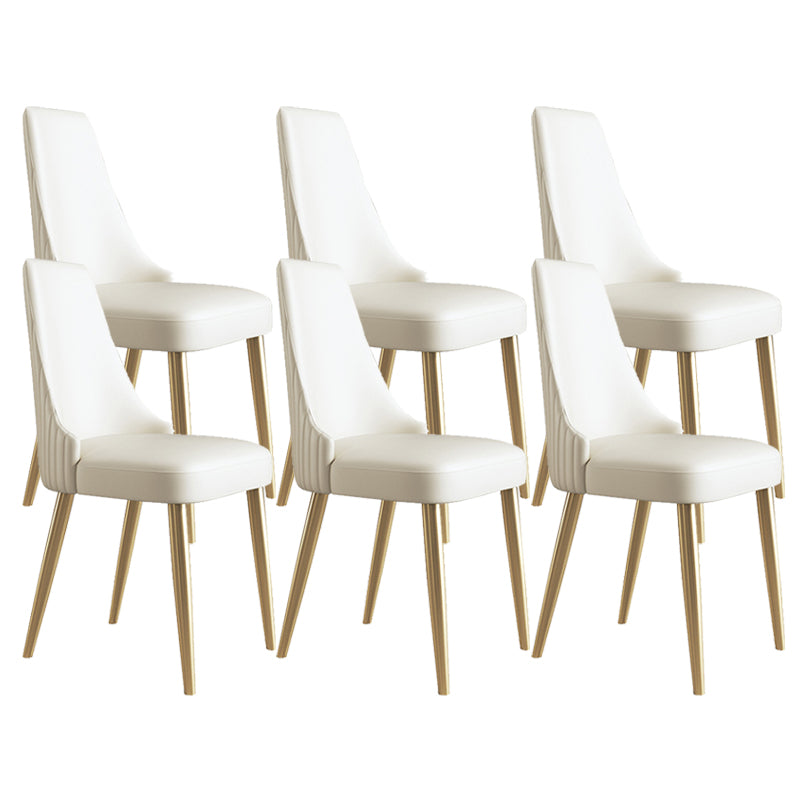 Glam Style Faux Leather Chair Armless Side Chairs with Metal Legs