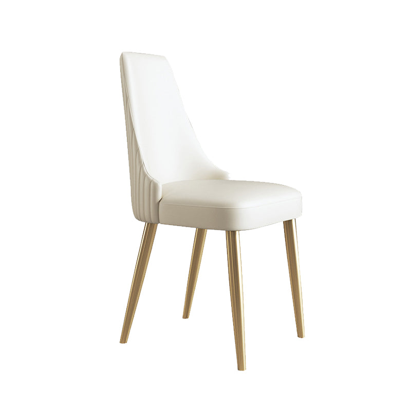 Glam Style Faux Leather Chair Armless Side Chairs with Metal Legs