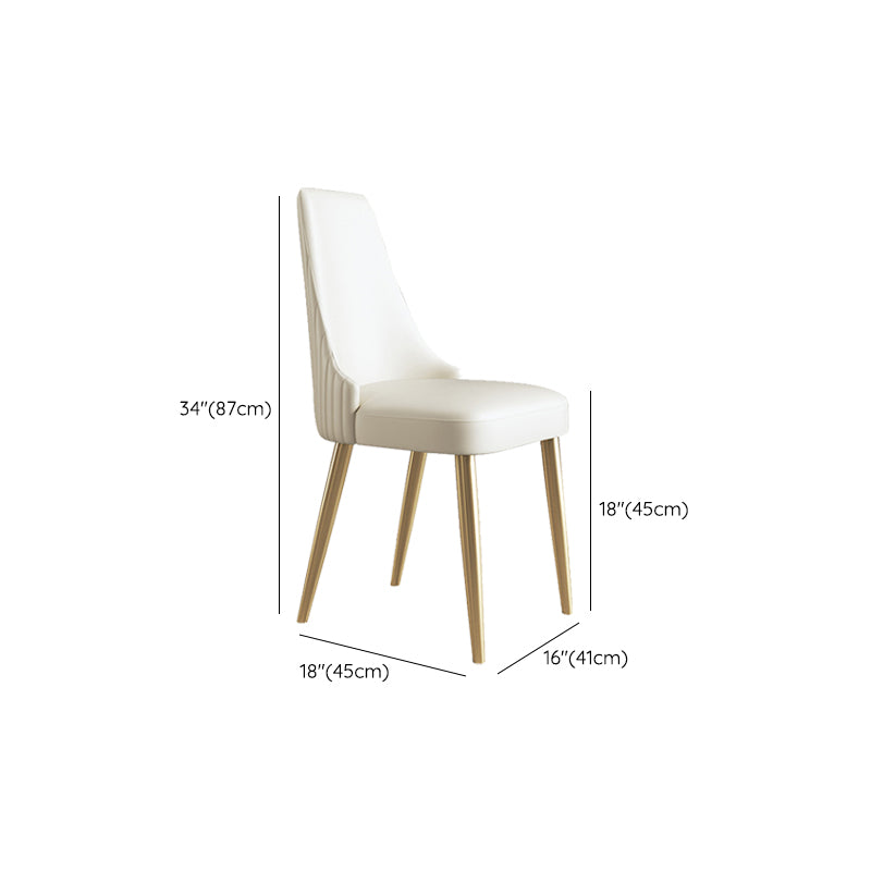 Glam Style Faux Leather Chair Armless Side Chairs with Metal Legs