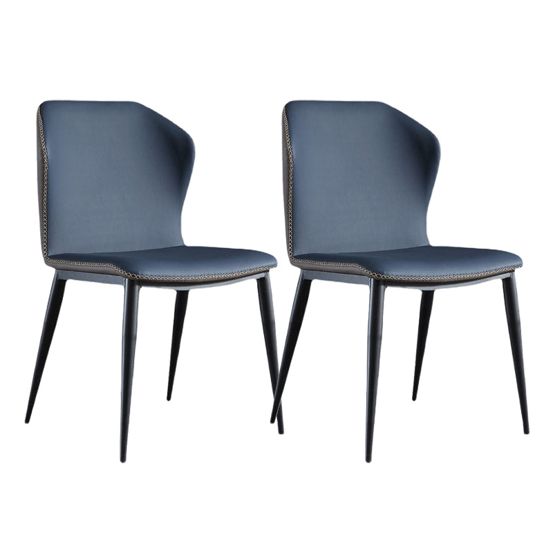 Contemporary Wingback Side Chairs Armless Side Chairs with Metal Legs