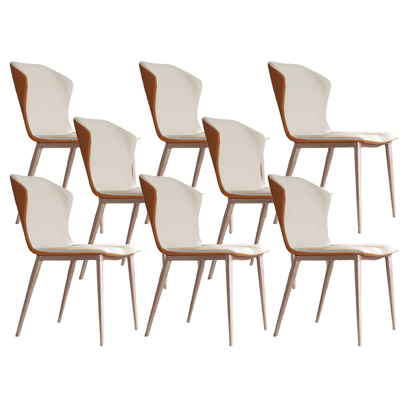 Contemporary Wingback Side Chairs Armless Side Chairs with Metal Legs