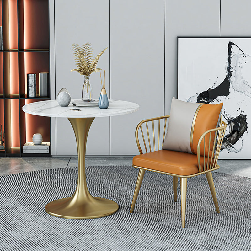 Glam Upholstered Dining Chairs Windsor Back Arm Chairs in Orange