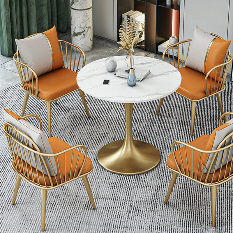 Glam Upholstered Dining Chairs Windsor Back Arm Chairs in Orange