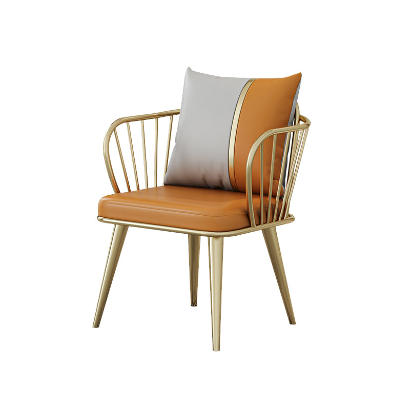 Glam Upholstered Dining Chairs Windsor Back Arm Chairs in Orange