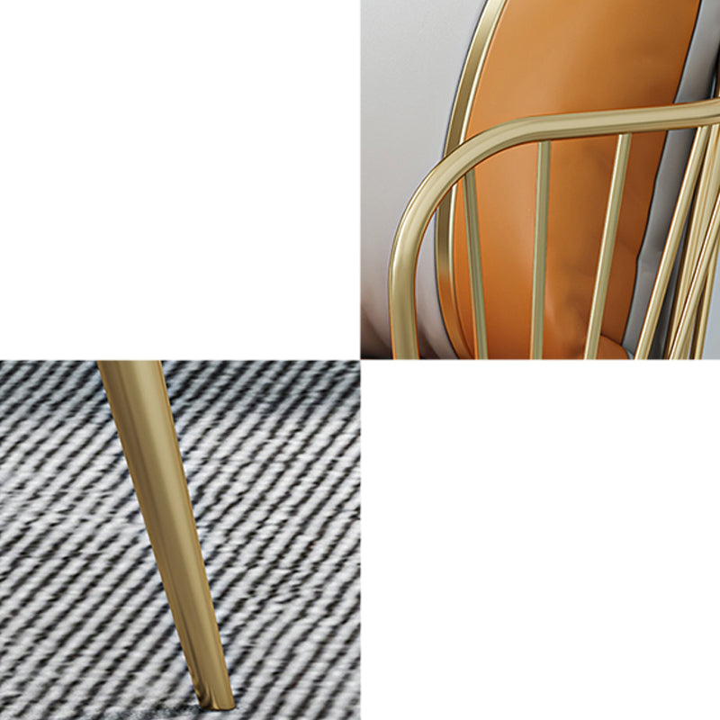 Glam Upholstered Dining Chairs Windsor Back Arm Chairs in Orange