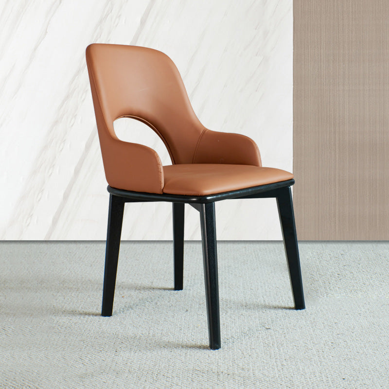 Contemporary Open Back Dining Chairs Armless Side Chairs with Wood Legs for Kitchen