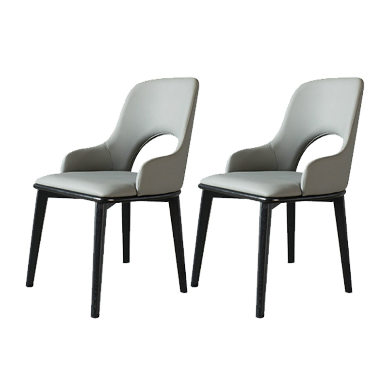Contemporary Open Back Dining Chairs Armless Side Chairs with Wood Legs for Kitchen