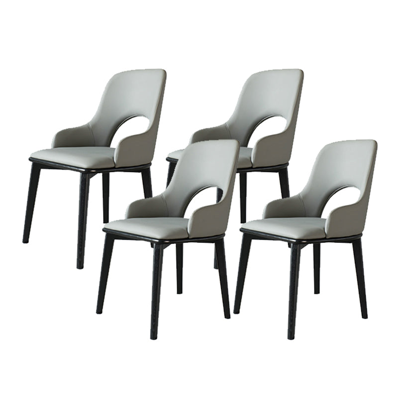 Contemporary Open Back Dining Chairs Armless Side Chairs with Wood Legs for Kitchen