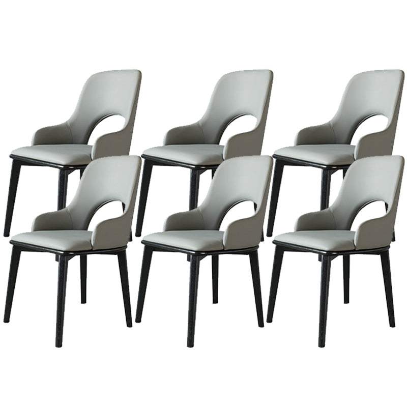 Contemporary Open Back Dining Chairs Armless Side Chairs with Wood Legs for Kitchen