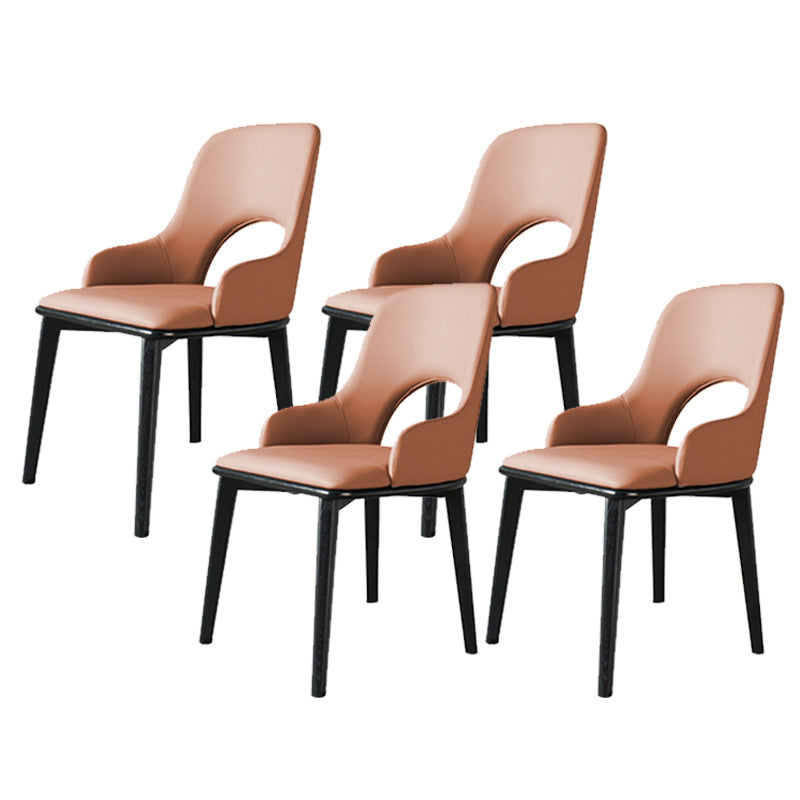 Contemporary Open Back Dining Chairs Armless Side Chairs with Wood Legs for Kitchen