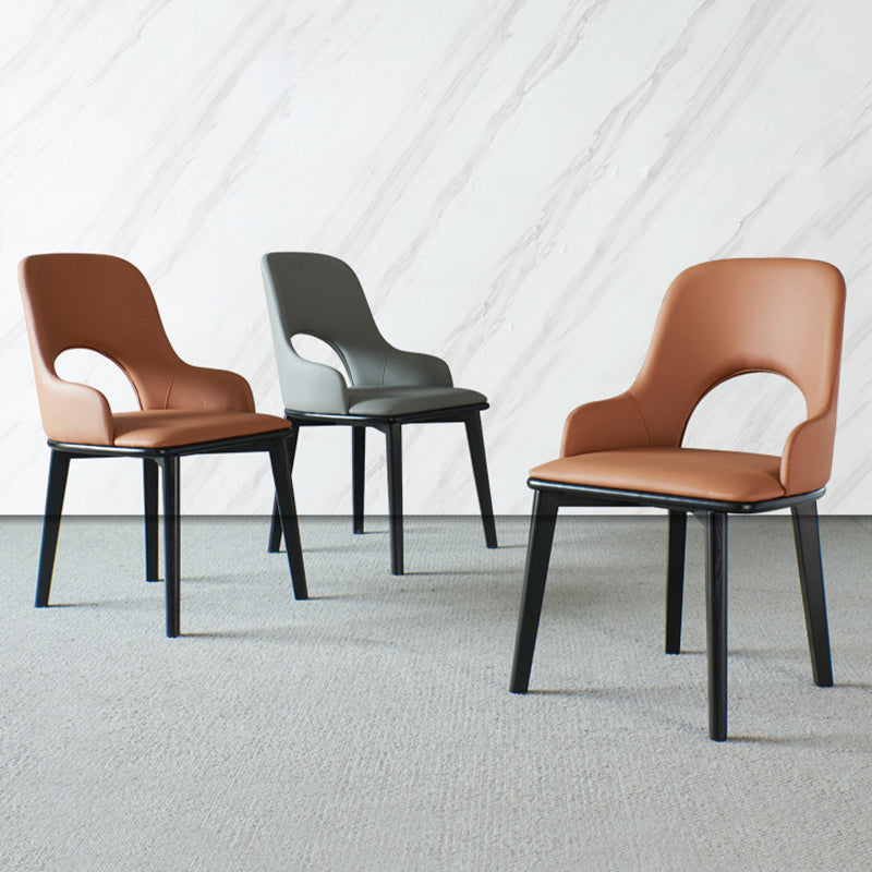 Contemporary Open Back Dining Chairs Armless Side Chairs with Wood Legs for Kitchen