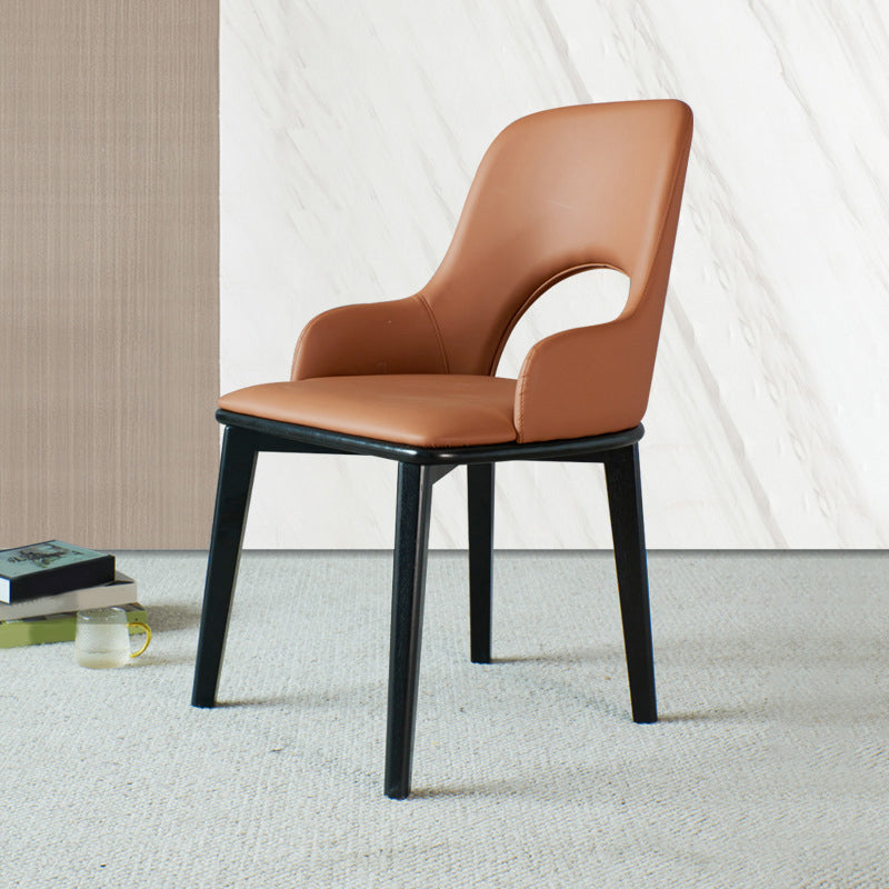 Contemporary Open Back Dining Chairs Armless Side Chairs with Wood Legs for Kitchen