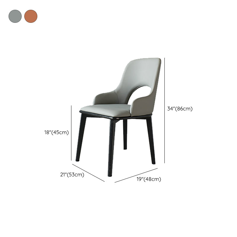 Contemporary Open Back Dining Chairs Armless Side Chairs with Wood Legs for Kitchen