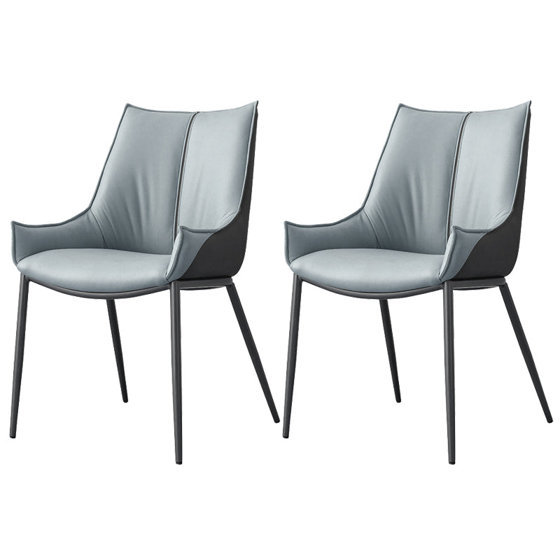 Contemporary Faux Leather Dining Chairs Arm Side Chairs with Metal Legs for Kitchen