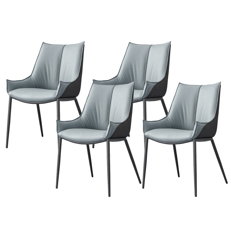 Contemporary Faux Leather Dining Chairs Arm Side Chairs with Metal Legs for Kitchen