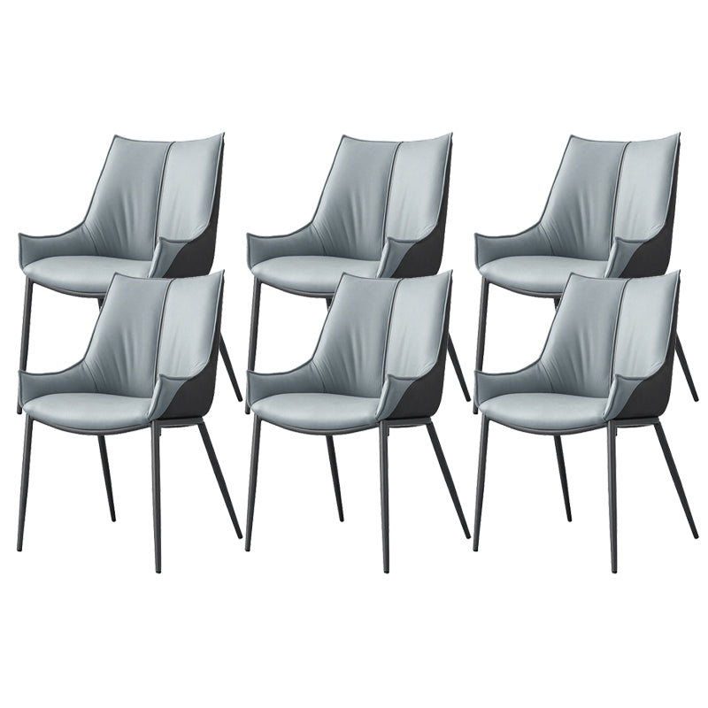 Contemporary Faux Leather Dining Chairs Arm Side Chairs with Metal Legs for Kitchen