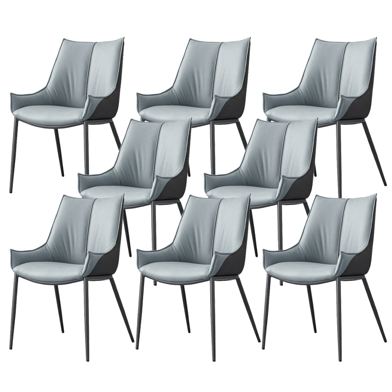 Contemporary Faux Leather Dining Chairs Arm Side Chairs with Metal Legs for Kitchen