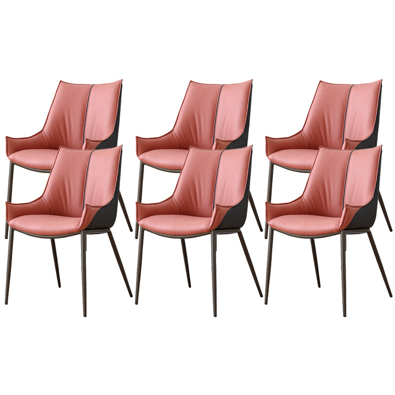 Contemporary Faux Leather Dining Chairs Arm Side Chairs with Metal Legs for Kitchen