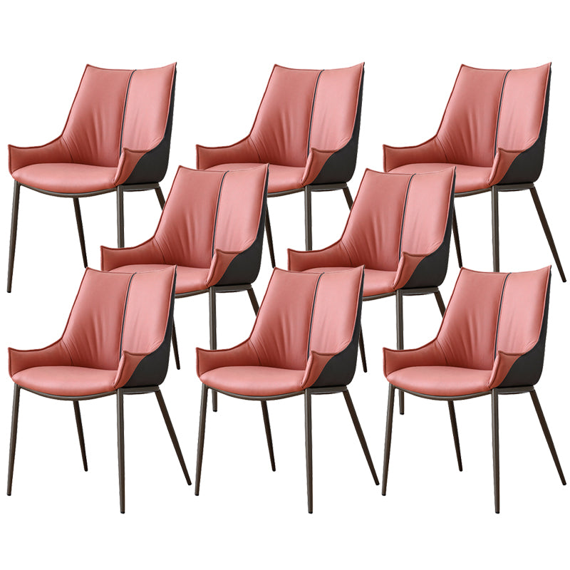Contemporary Faux Leather Dining Chairs Arm Side Chairs with Metal Legs for Kitchen