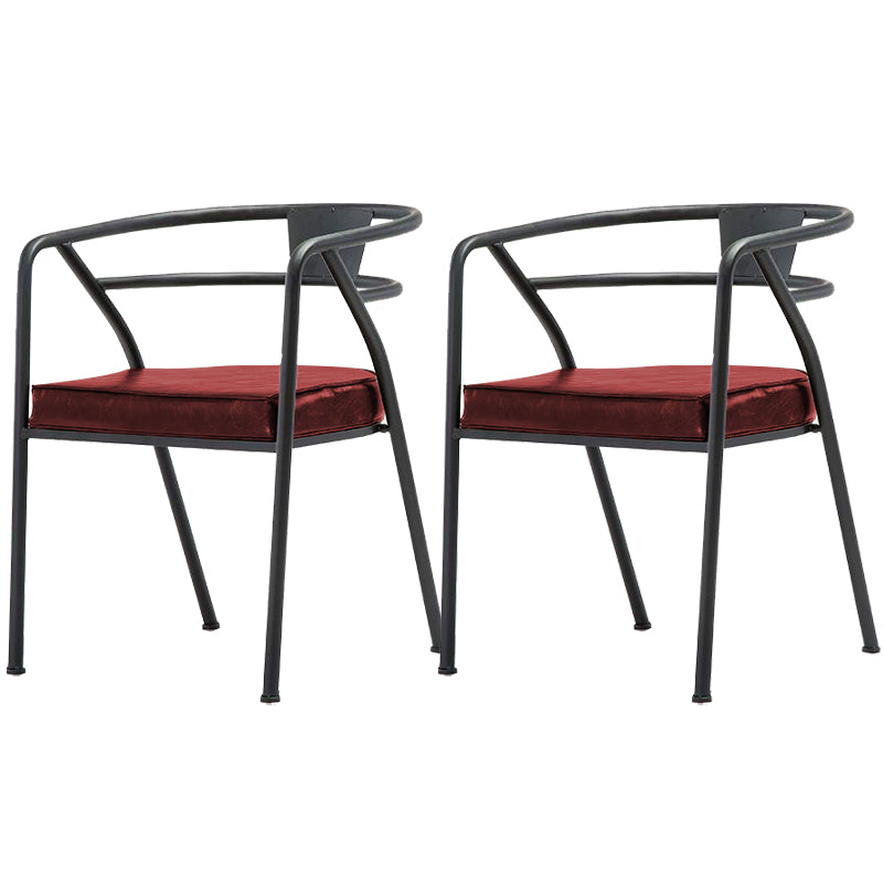 Industrial Upholstered Dining Chairs Metal Open Back Dining Chairs