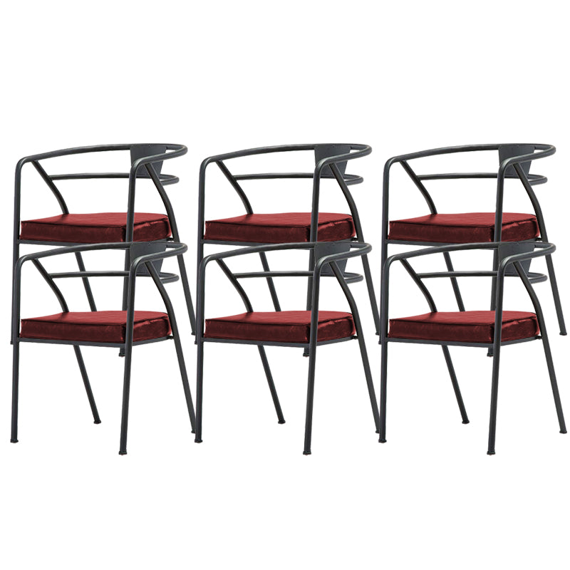 Industrial Upholstered Dining Chairs Metal Open Back Dining Chairs