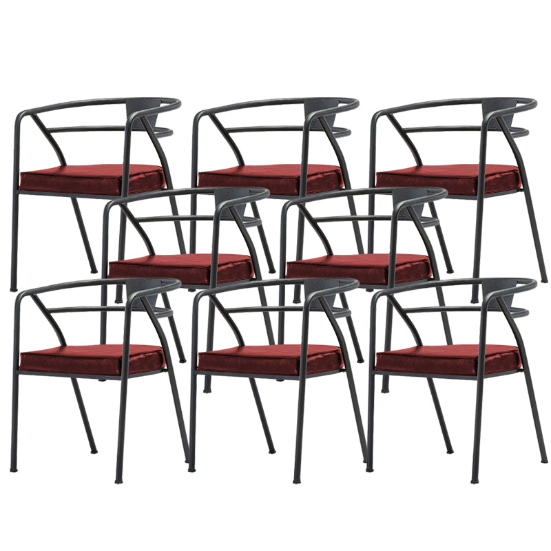 Industrial Upholstered Dining Chairs Metal Open Back Dining Chairs