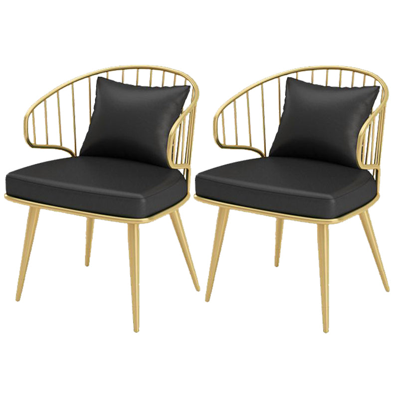 Glam Upholstered Dining Chairs Metal Windsor Back Arm Chairs