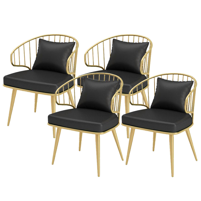 Glam Upholstered Dining Chairs Metal Windsor Back Arm Chairs
