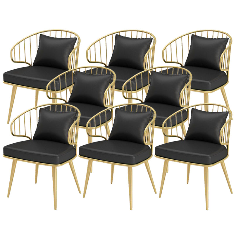 Glam Upholstered Dining Chairs Metal Windsor Back Arm Chairs