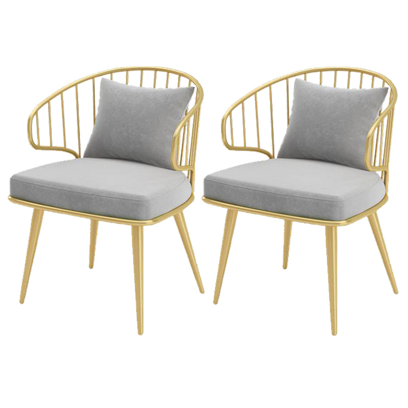 Glam Upholstered Dining Chairs Metal Windsor Back Arm Chairs