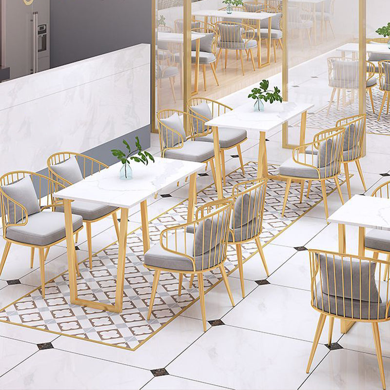 Glam Upholstered Dining Chairs Metal Windsor Back Arm Chairs