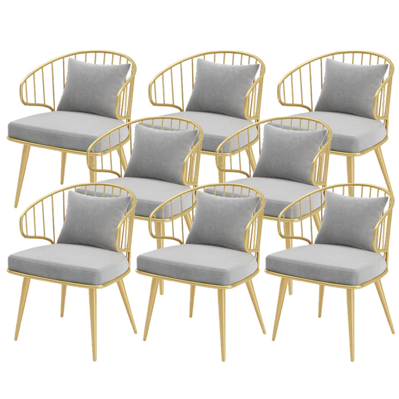 Glam Upholstered Dining Chairs Metal Windsor Back Arm Chairs