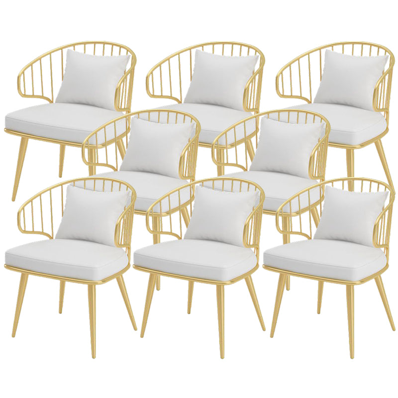 Glam Upholstered Dining Chairs Metal Windsor Back Arm Chairs