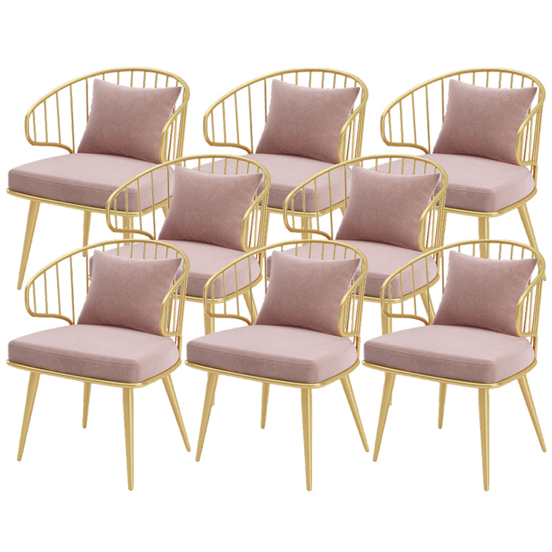 Glam Upholstered Dining Chairs Metal Windsor Back Arm Chairs