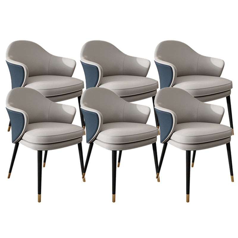 Faux Leather Kitchen Dining Chair Glam Parsons Chair with Black Metal Legs