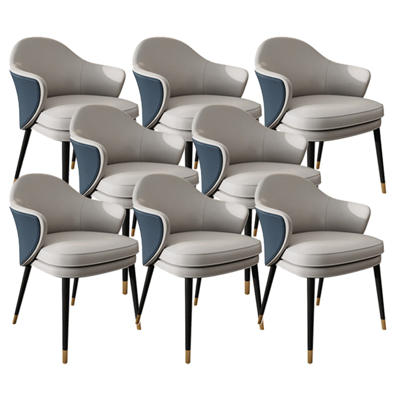 Faux Leather Kitchen Dining Chair Glam Parsons Chair with Black Metal Legs